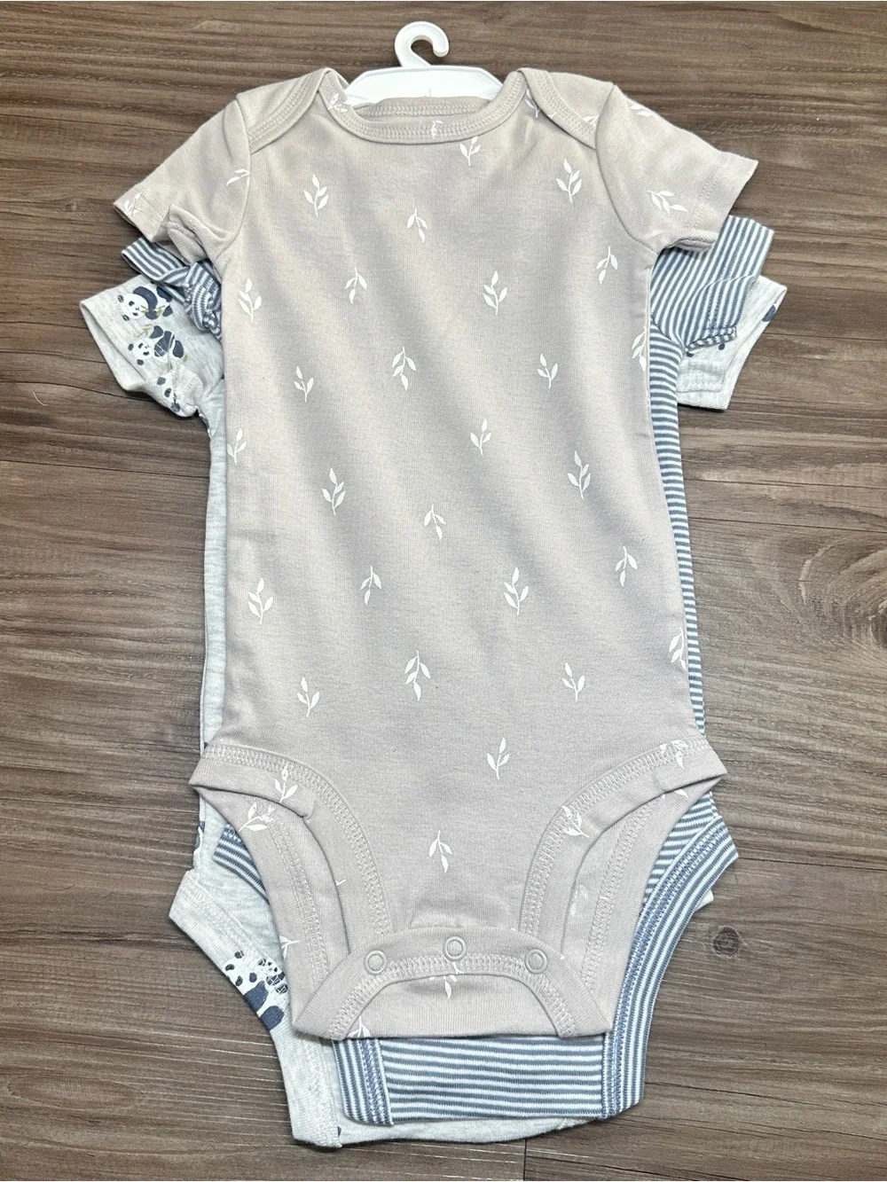 Carter's Light Gray Panda Short-Sleeve One-Piece Bodysuits 3 Pack 9M